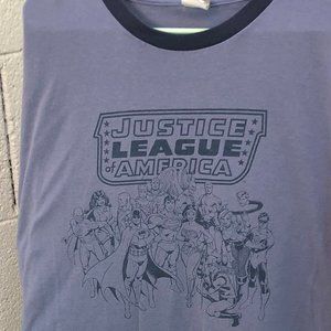Vintage retro ringer Justice League Tshirt